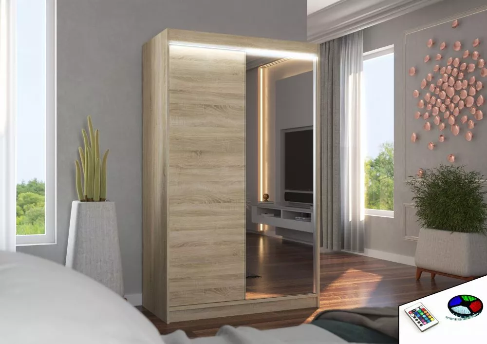 Skapis Rewena ar LED · Sonoma · 120 × 58 × 200 cm