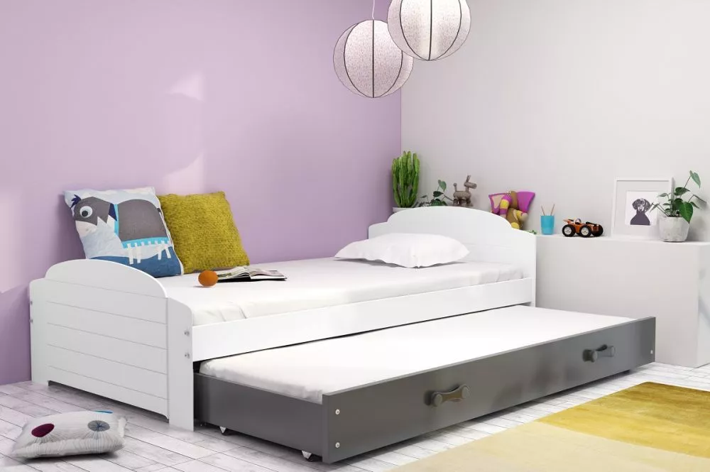 Bērnu gulta Lili Trundle White ar stelāžu Guļamvietas platums: 90 cm, Guļamvietas garums: 200 cm, · 97 × 206 × 61 cm