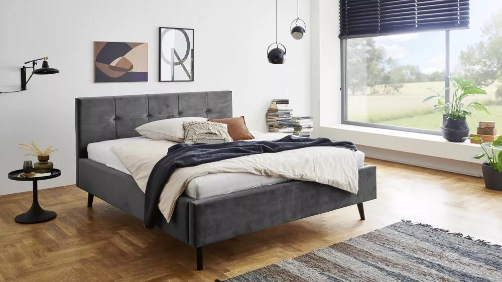 Gulta Evita Standard Premium 180x200 ar stelāžu Guļamvietas platums: 180 cm, Guļamvietas garums: 200 cm, · Antracīts · 1