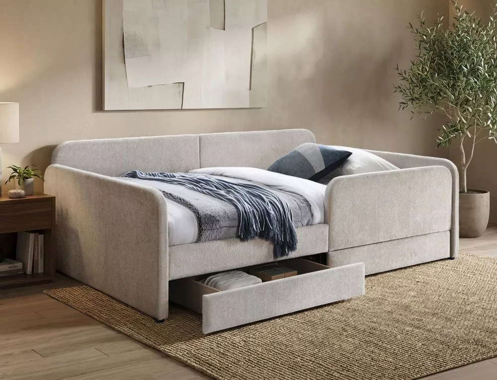 Gulta Amelia raven 120x200 ar stelāžu Guļamvietas platums: 120 cm, Guļamvietas garums: 200 cm, · Bēšs · 131 × 213 × 77 c