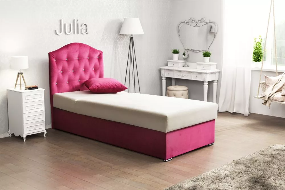 Gulta Julia standard ar stelāžu Guļamvietas platums: 140 cm, Guļamvietas garums: 191 cm, · Tumši rozā · 137 × 200 × 120 