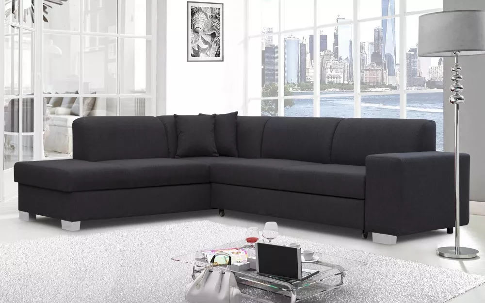Dīvāns Diego Relax Standard · Melns · 220 × 285 × 80 cm