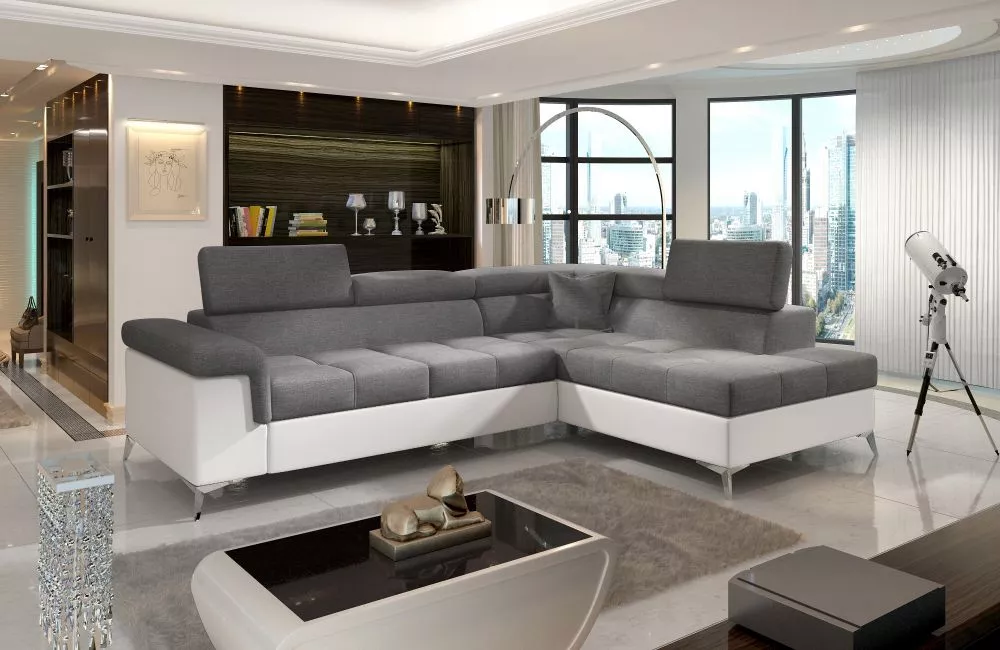 Dīvāns Eridano Lux standard · Tumši pelēks + balts · 202 × 275 × 90 cm