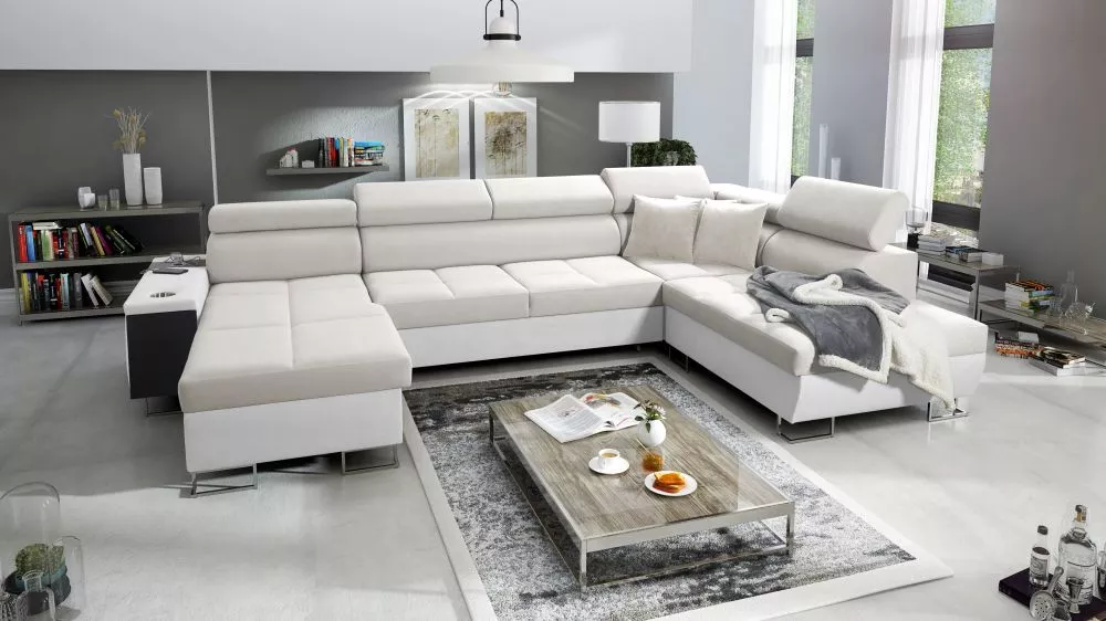 Dīvāns Morena 6 Premium Standard · Krēma + balts · 221 × 360 × 84 cm