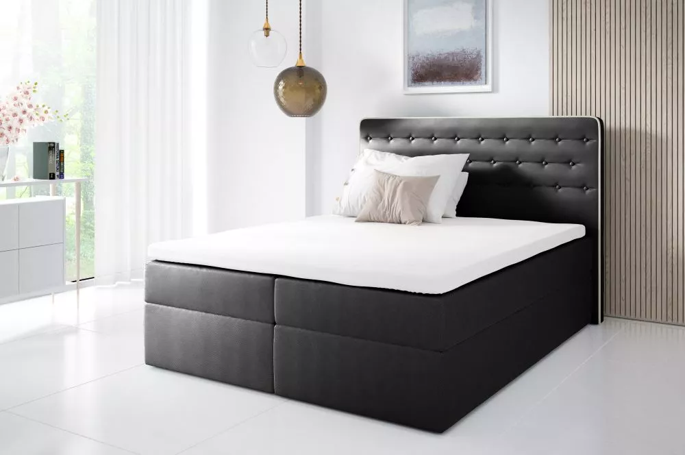 Gulta Malmo Boxspring Premium Standard Guļamvietas platums: 180 cm, Guļamvietas garums: 200 cm, · Melns · 182 × 208 × 10