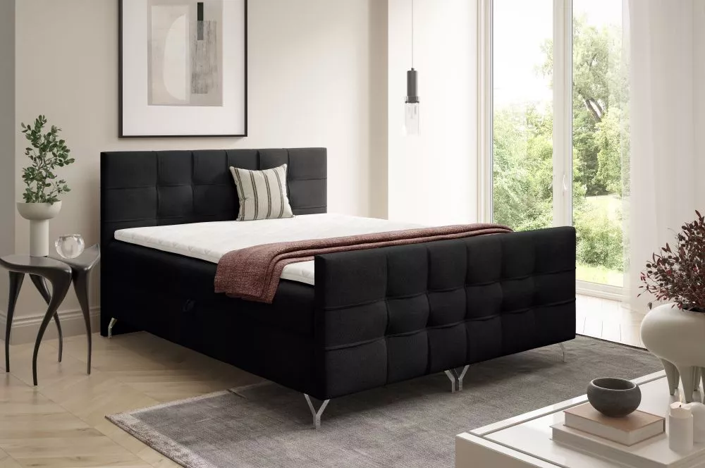 Gulta Top 7 Lux Boxspring Standard Guļamvietas platums: 160 cm, Guļamvietas garums: 200 cm, · Melns · 164 × 213 × 115 cm