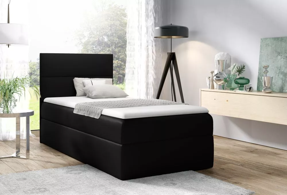Gulta Mini 1 R Boxspring Standard Guļamvietas platums: 80 cm, Guļamvietas garums: 200 cm, · Melna · 82 × 208 × 103 cm