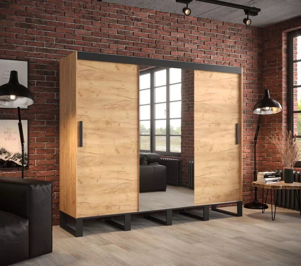 Skapis Loft T1 · Ozols craft zelts · 250 × 62 × 212 cm