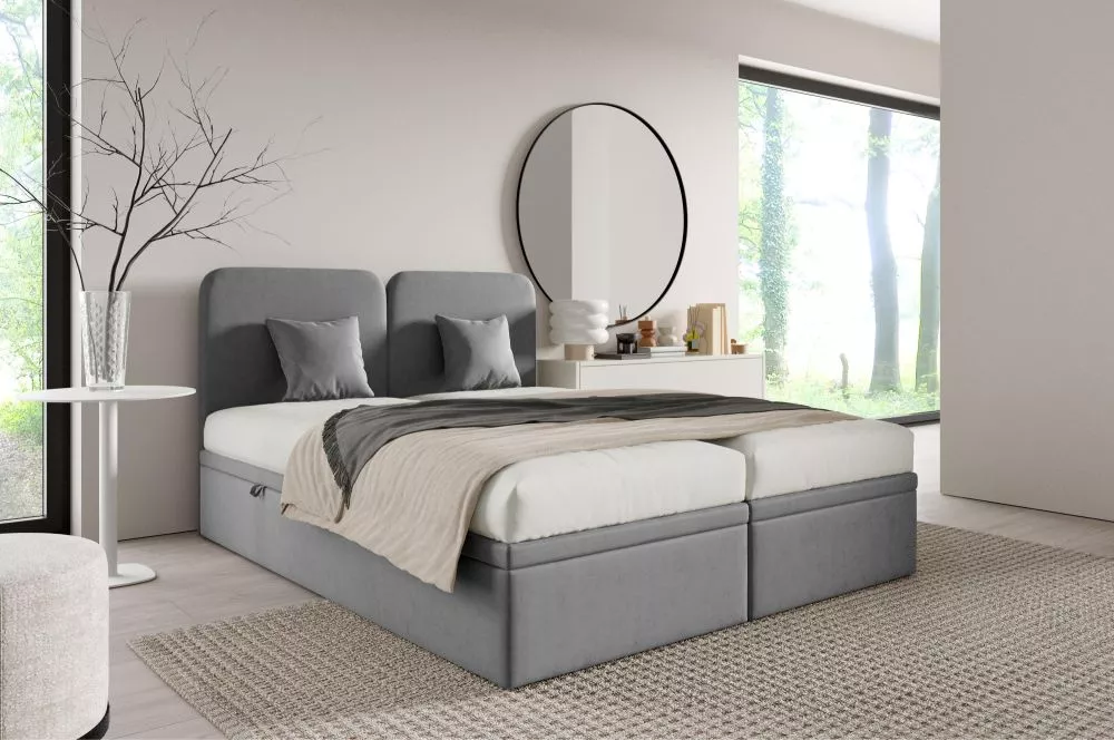 Gulta Otimo Boxspring Standard Guļamvietas platums: 160 cm, Guļamvietas garums: 200 cm, · Pelēks · 164 × 208 × 103 cm