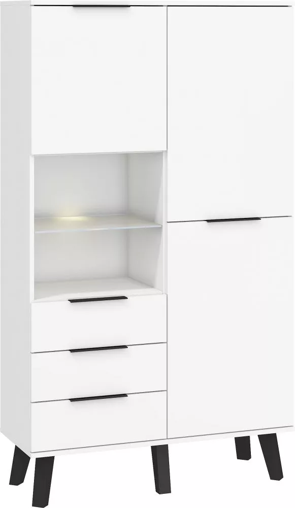 Grāmatu skapis Sven SVN 13 ar LED Korpusa krāsa: balts, Elementu krāsa: balts, · 100 × 40 × 174 cm