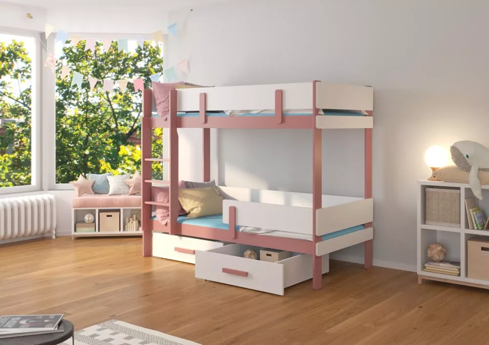 Bērnu gulta Etiona Colour ar stelāžam Guļamvietas platums: 80 cm, Guļamvietas garums: 180 cm, · 93 × 188 × 156 cm