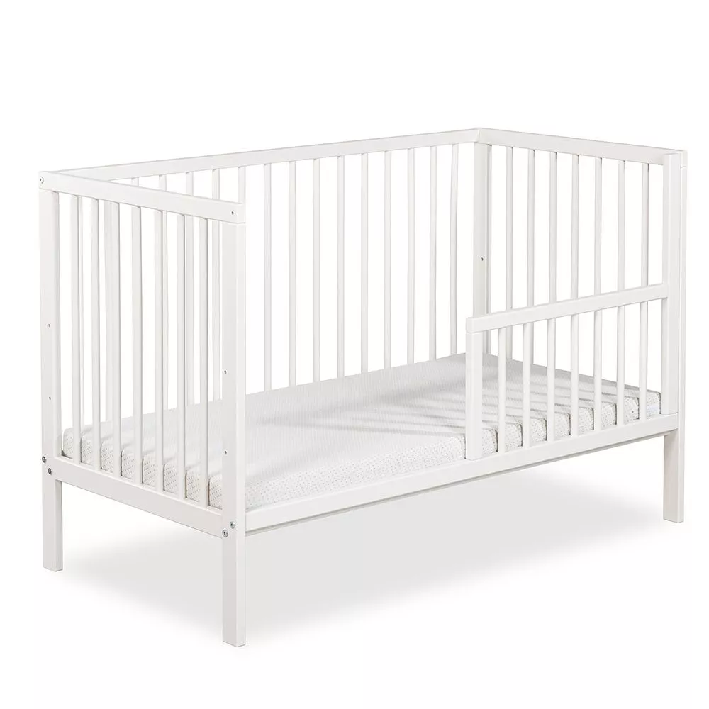Bērnu gultiņa Frania 120x60 ar stelāžu Guļamvietas platums: 60 cm, Guļamvietas garums: 120 cm, · Balts · 66 × 125 × 82 c
