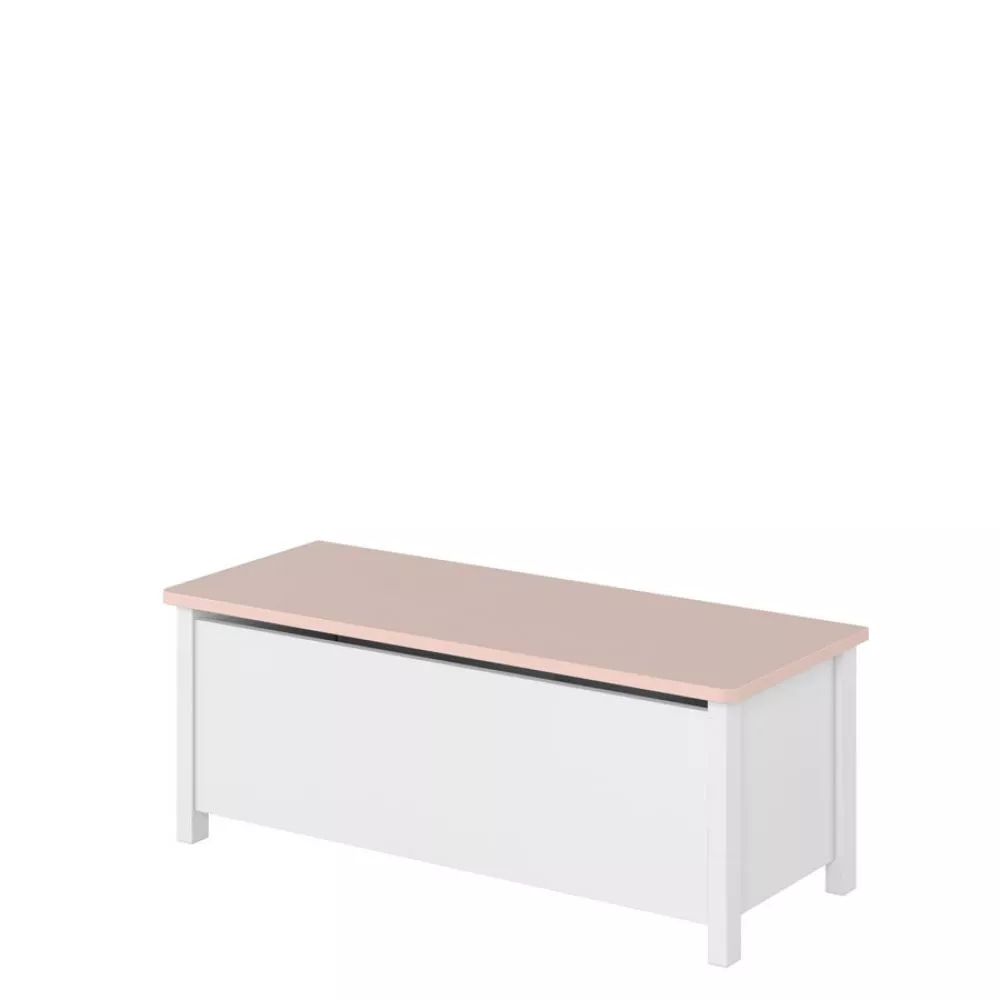 Pufs Luna LN-10 Korpusa krāsa: balts, Elementu krāsa: rozā, · 42 × 99 × 39 cm