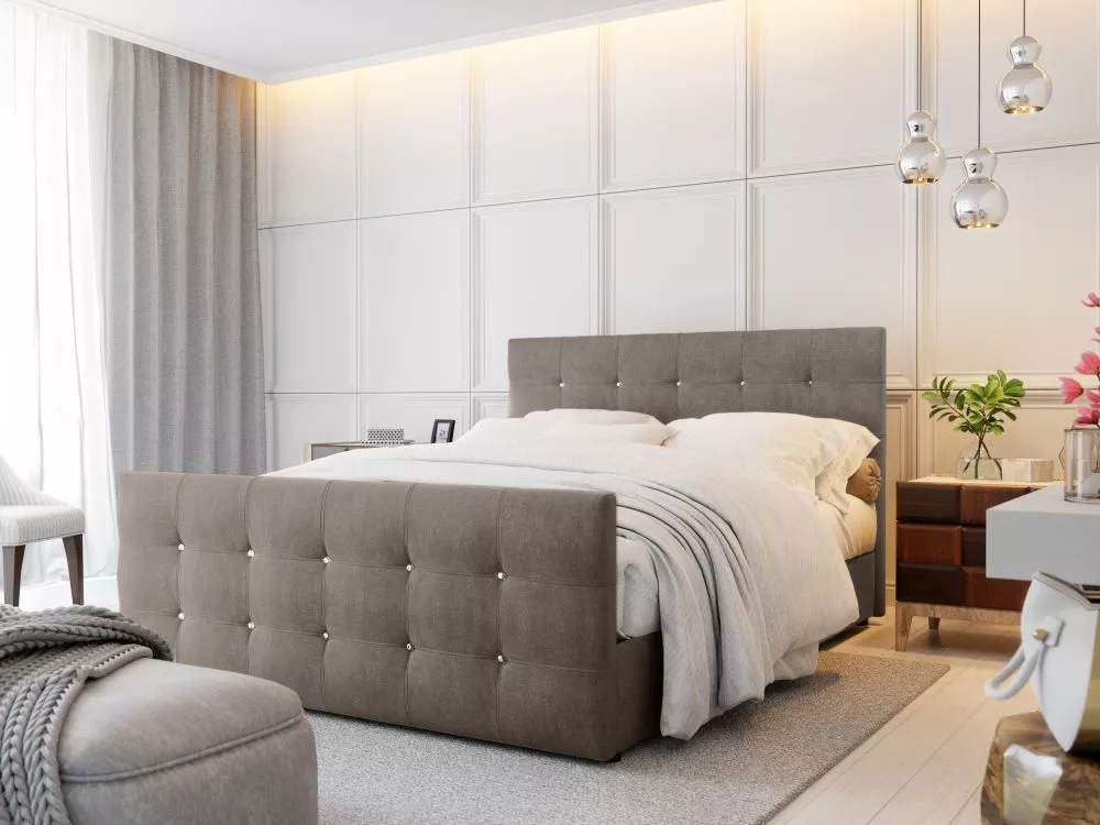 Gulta Kleo Boxspring standard Guļamvietas platums: 180 cm, Guļamvietas garums: 200 cm, · Brūni pelēks · 185 × 216 × 106 