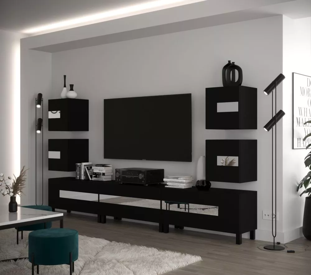Sekcija New Concept C98 · Melns · 257 × 35 × 157 cm