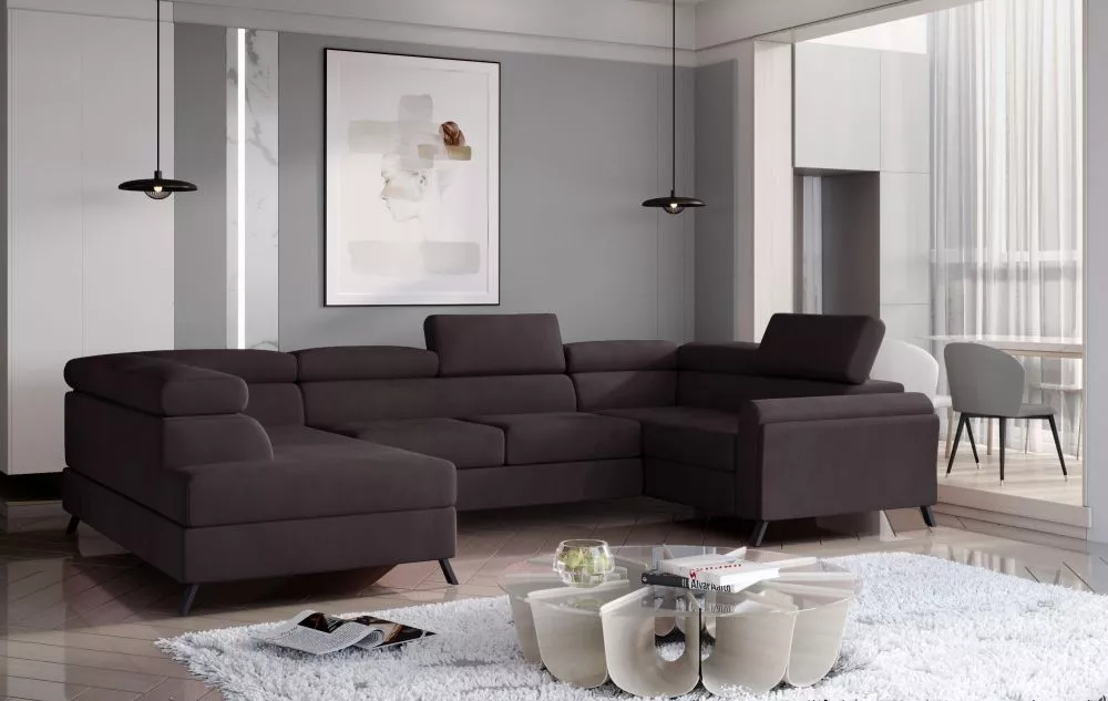 Dīvāns Escada Premium standard · Tumši brūns · 200 × 336 × 76 cm