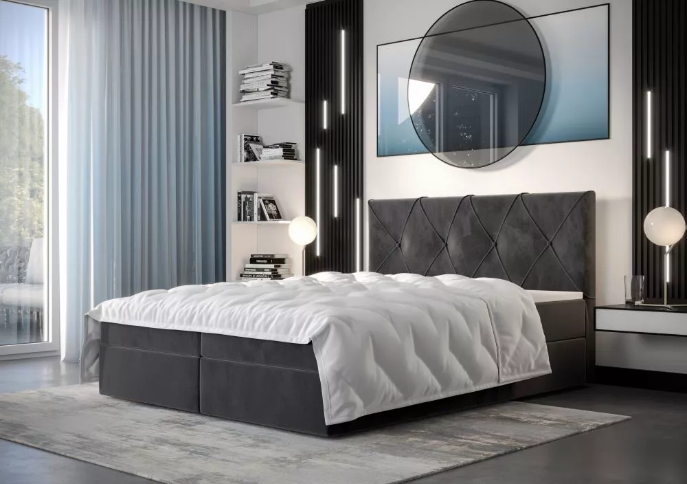 Gulta Altea Boxspring Standard Guļamvietas platums: 180 cm, Guļamvietas garums: 200 cm, · Tumši pelēks · 180 × 207 × 104