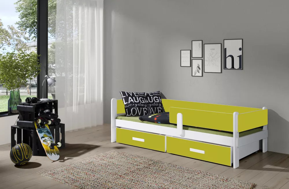 Bērnu gulta Leila 80x180 ar stelāžu Guļamvietas platums: 80 cm, Guļamvietas garums: 180 cm, · 93 × 190 × 64 cm