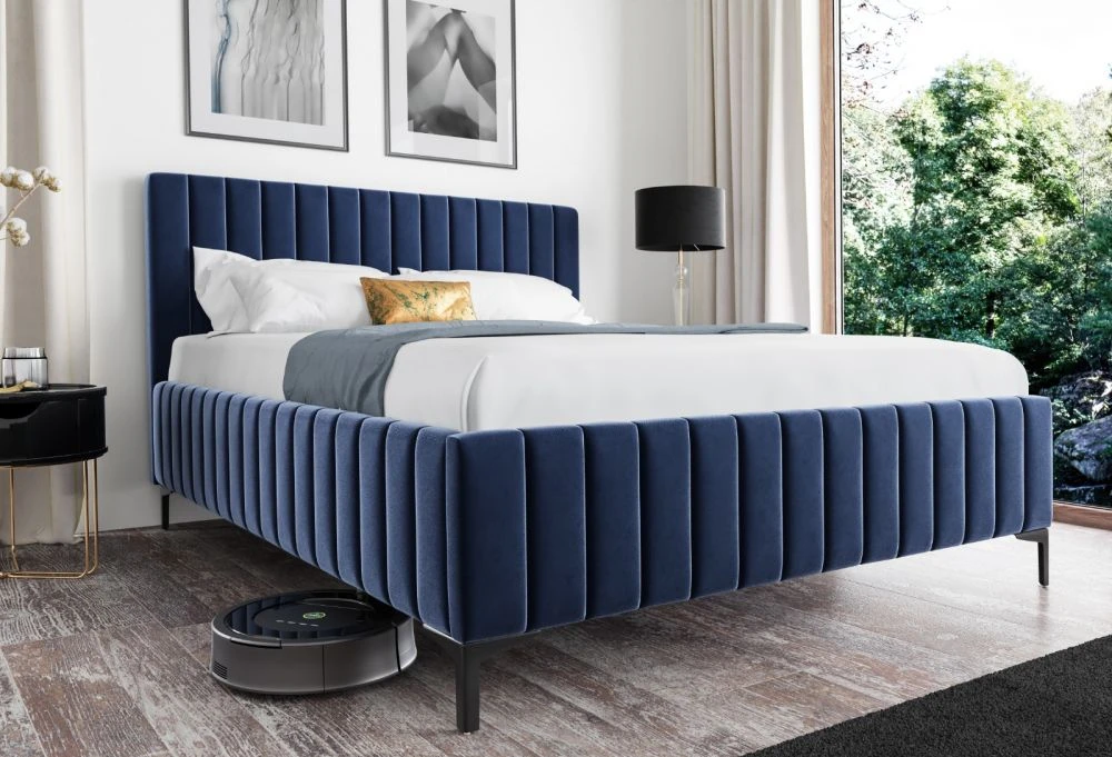 Gulta PK24 Comfort ar stelāžu Guļamvietas platums: 160 cm, Guļamvietas garums: 200 cm, stelāžas tips: metāla, · Zils · 1