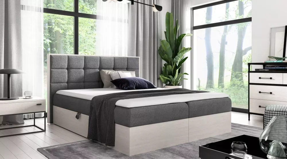 Gulta Wood-1 160x200 Boxspring Standard Guļamvietas platums: 160 cm, Korpusa krāsa: ziemeļu tīkkoks, Guļamvietas garums: