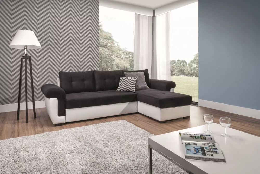 Dīvāns Milano Modern Standard · Melns + krēma · 159 × 265 × 84 cm