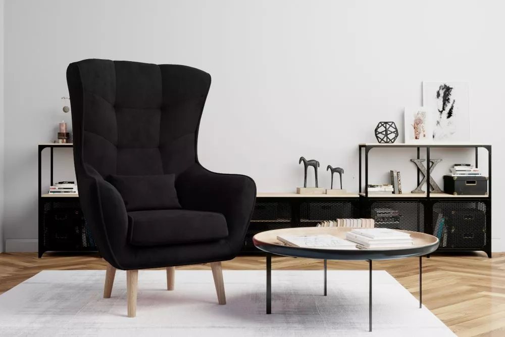 Mīksts krēsls Arti standard Sēdvietas dziļums: 46 cm, · Melns · 80 × 91 × 105 cm