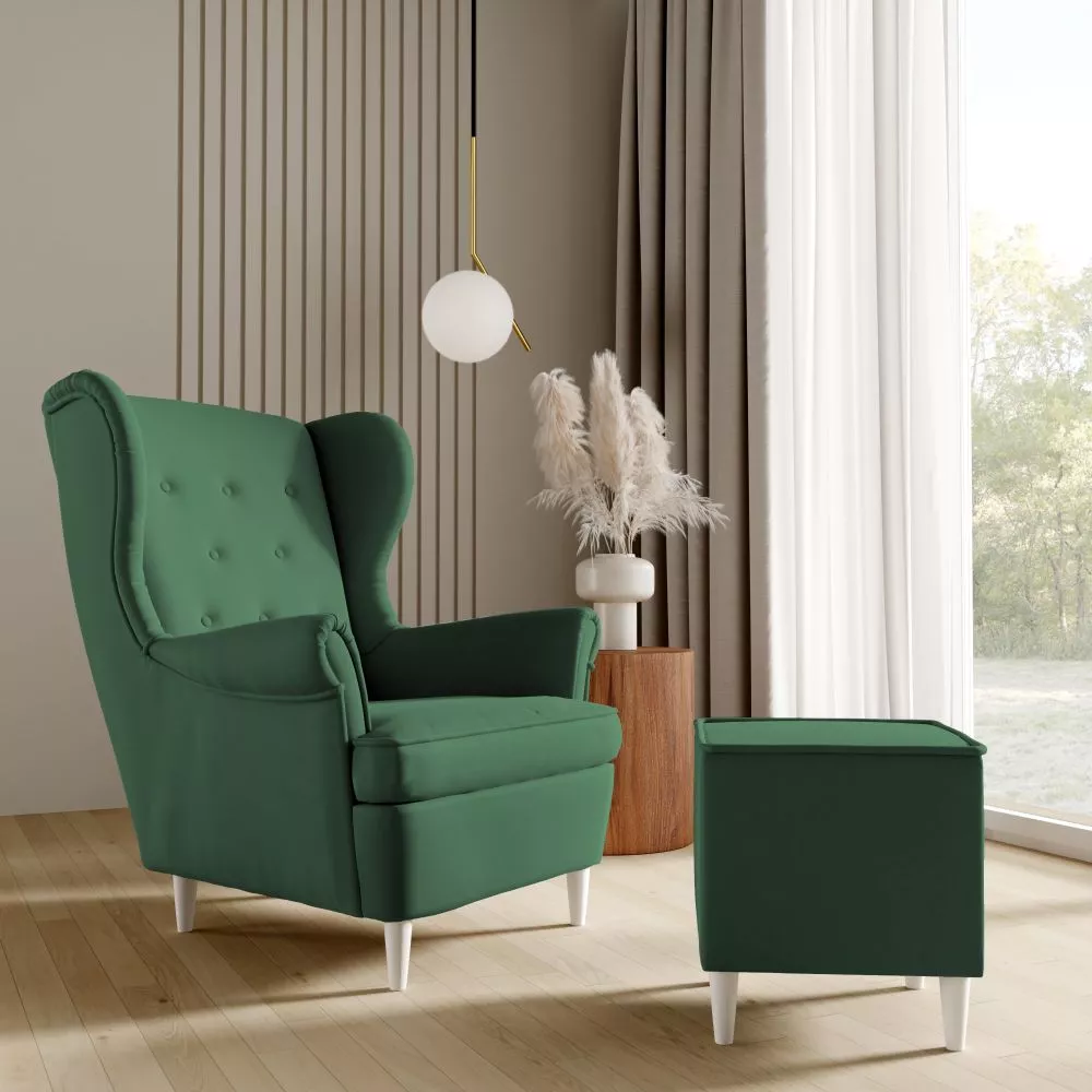 Mīksts krēsls Lino 190 1S+P Standard Sēdvietas dziļums: 55 cm, · Zaļš · 85 × 90 × 103 cm