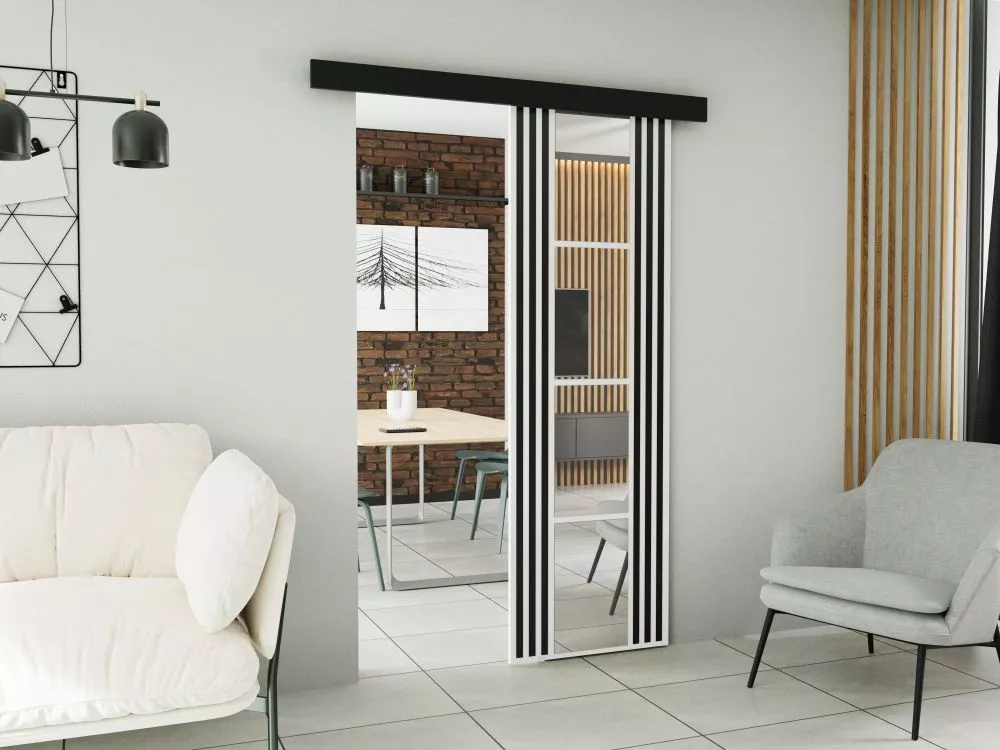Bīdāmās durvis Empi Mirror · Balts · 66 × 205 cm