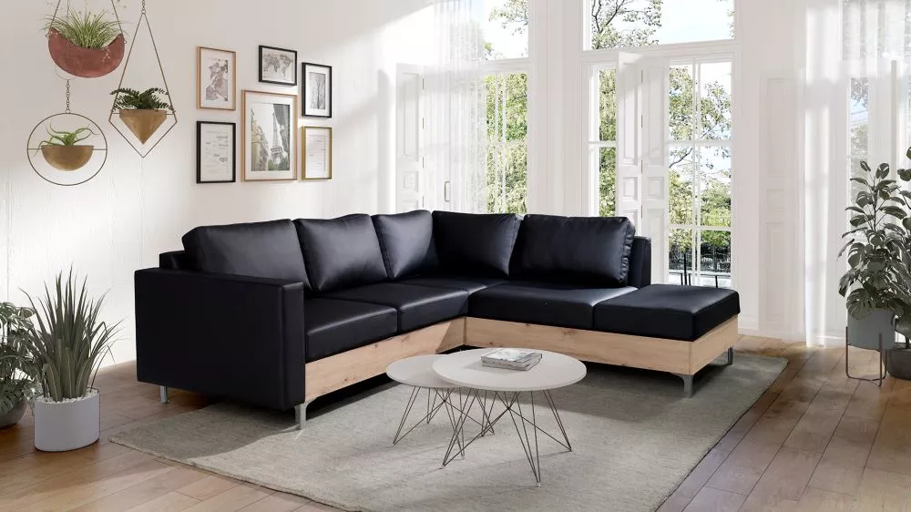 Dīvāns Orlando Artisan Standard · Melns · 212 × 235 × 85 cm