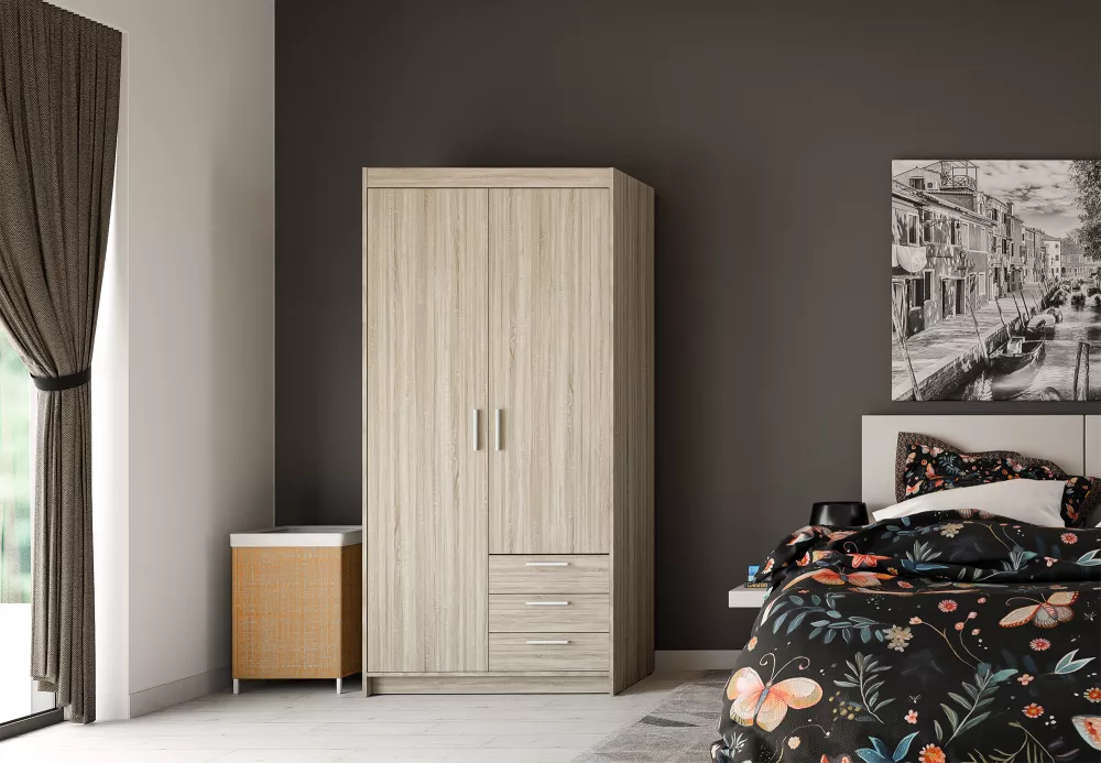 Skapis Elena 2D3S · Sonoma · 89.7 × 53 × 190.5 cm