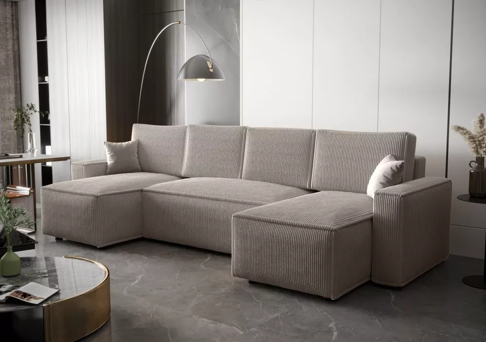 Dīvāns Ambro U standard · Bēši pelēks · 143 × 300 × 85 cm