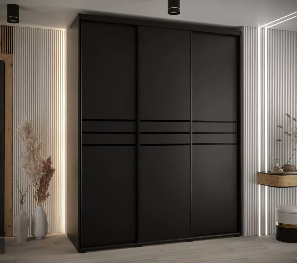 Skapis Cannes 10 · Melns · 190 × 60 × 205.2 cm