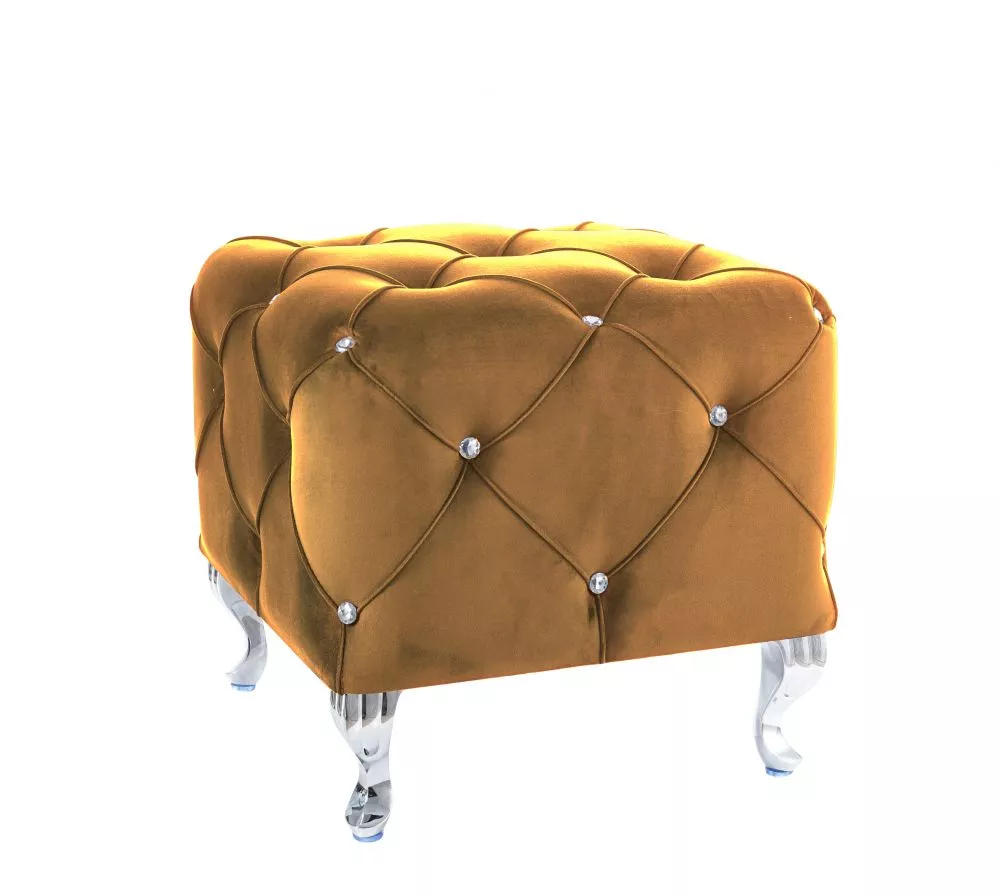 Pufs Hestia K Velvet Auduma numurs: Bluvel 68, · Dzeltens · 50 × 46 × 50 cm