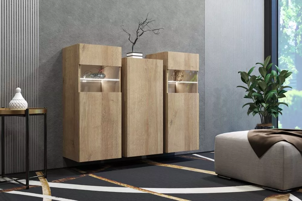 Kumode Torrox ar LED · Zelta ozols · 121 × 35 × 91 cm