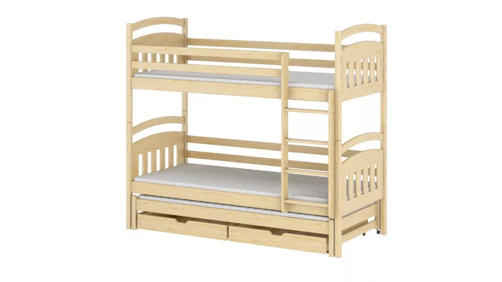 Bērnu gulta Alan L ar stelāžam Guļamvietas platums: 80 cm, Guļamvietas garums: 180 cm, · Priede · 87 × 188 × 164 cm