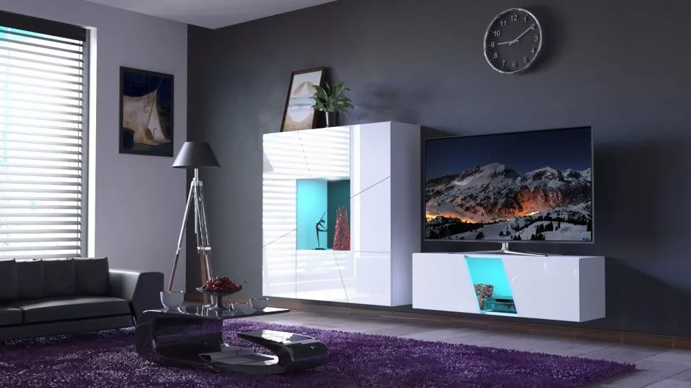 Sekcija IS S43 ar LED · Balts · 273 × 35 × 128 cm