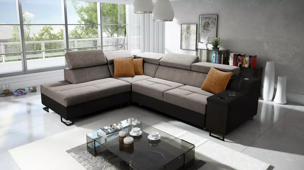 Dīvāns Alicante 7 Whisper Eco Standard · Brūns + melns · 223 × 287 × 81 cm