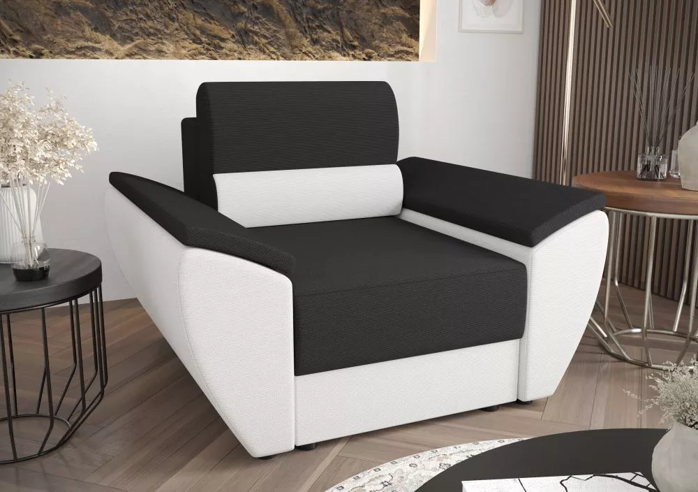 Mīksts krēsls Rebi 1S Standard Sēdvietas dziļums: 50 cm, · Tumši pelēks + balts · 120 × 80 × 78 cm