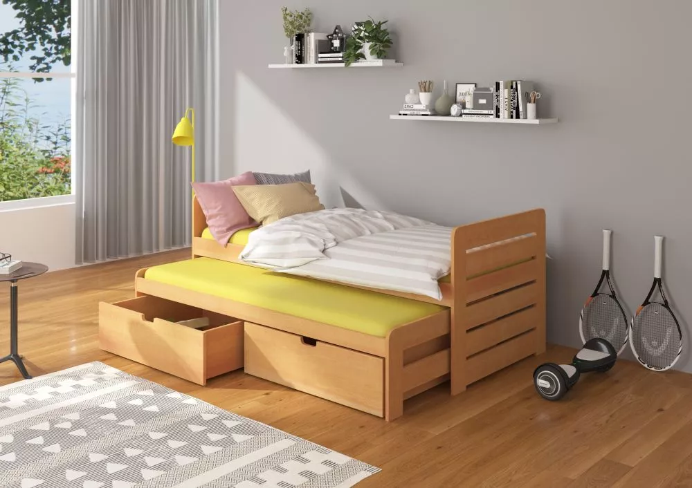 Bērnu gulta Tomi G ar stelāžam Guļamvietas platums: 80 cm, Guļamvietas garums: 180 cm, · Dižskābardis · 87 × 186 × 80 cm