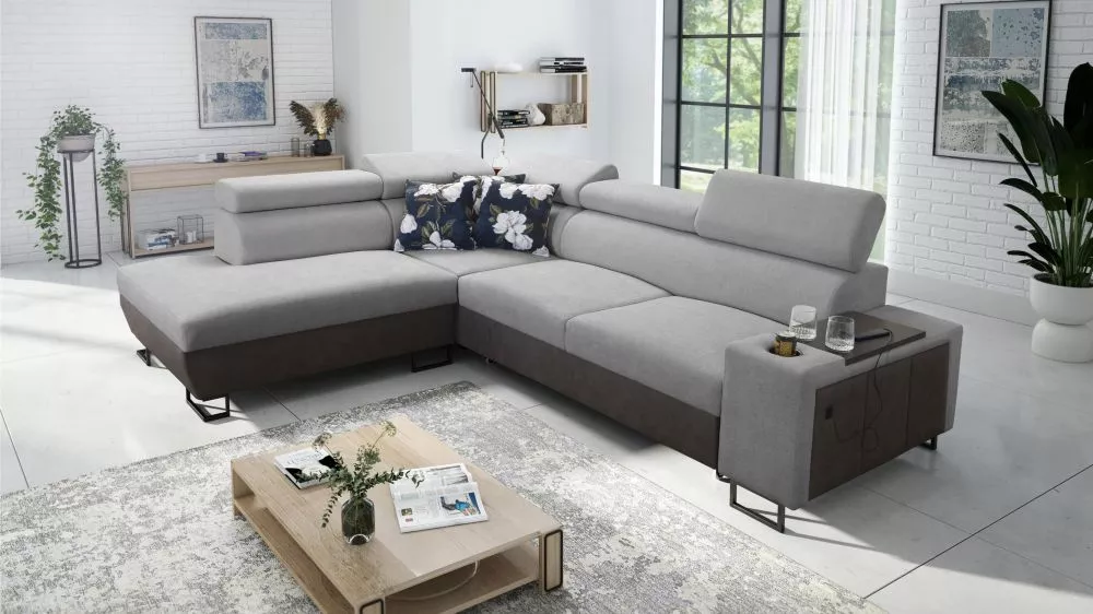 Dīvāns Melody 7 Premium Standard · Pelēks + grafīts · 220 × 285 × 84 cm
