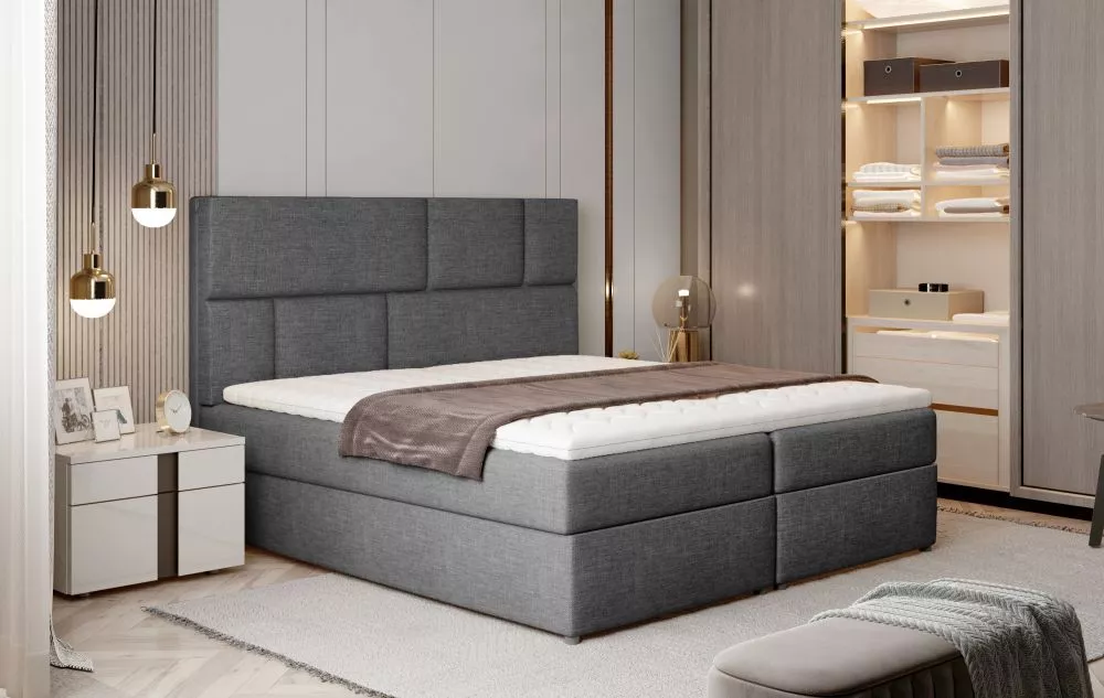 Gulta Florence Boxspring Lux standard Guļamvietas platums: 160 cm, Guļamvietas garums: 200 cm, · Tumši pelēks · 165 × 21