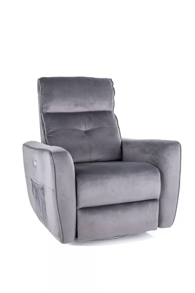 Mīksts krēsls Helios M Velvet Sēdvietas dziļums: 51 cm, Maksimālais dziļums: 160 cm, · Pelēks · 89 × 93 × 106 cm
