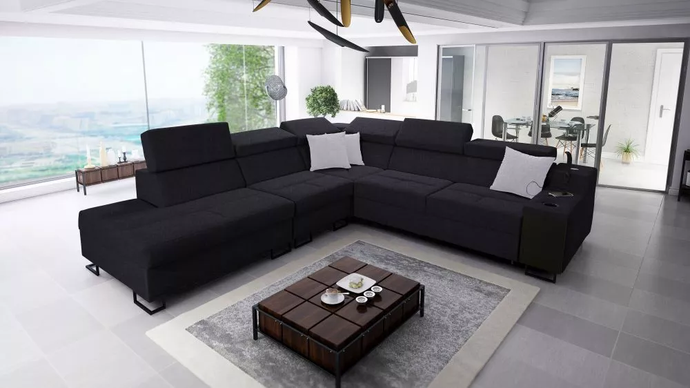 Dīvāns Alicante 9 Standard · Melns · 287 × 300 × 81 cm