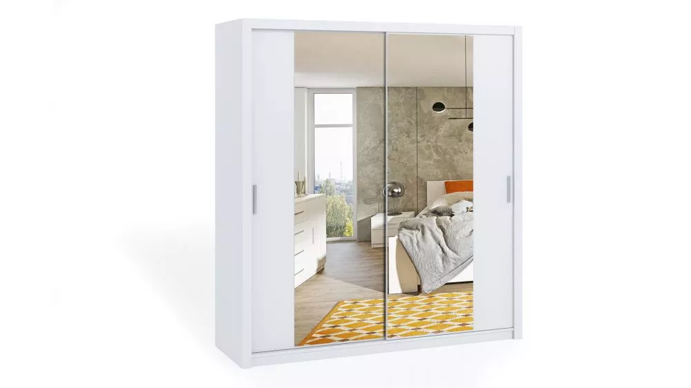 Skapis Bono BO SZ ar spoguli · Balts · 200 × 62 × 215 cm