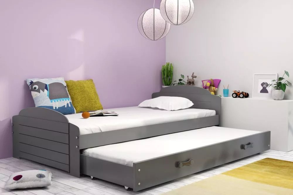 Bērnu gulta Lili Trundle Graphite ar stelāžu Guļamvietas platums: 90 cm, Guļamvietas garums: 200 cm, · 97 × 206 cm