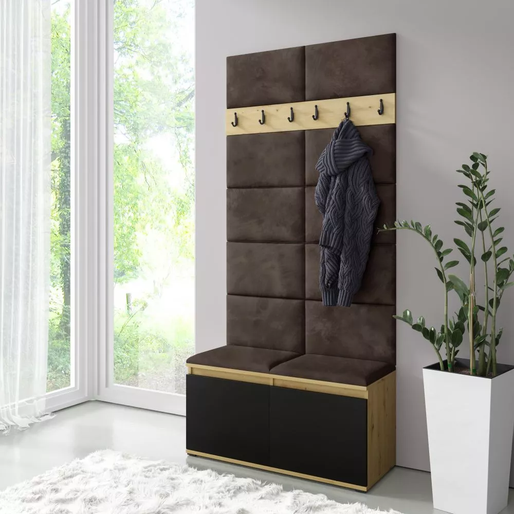 Apavu plaukts Emi 1 Trinity Korpusa krāsa: ozols artisan + melns, · 100 × 215 × 40 cm