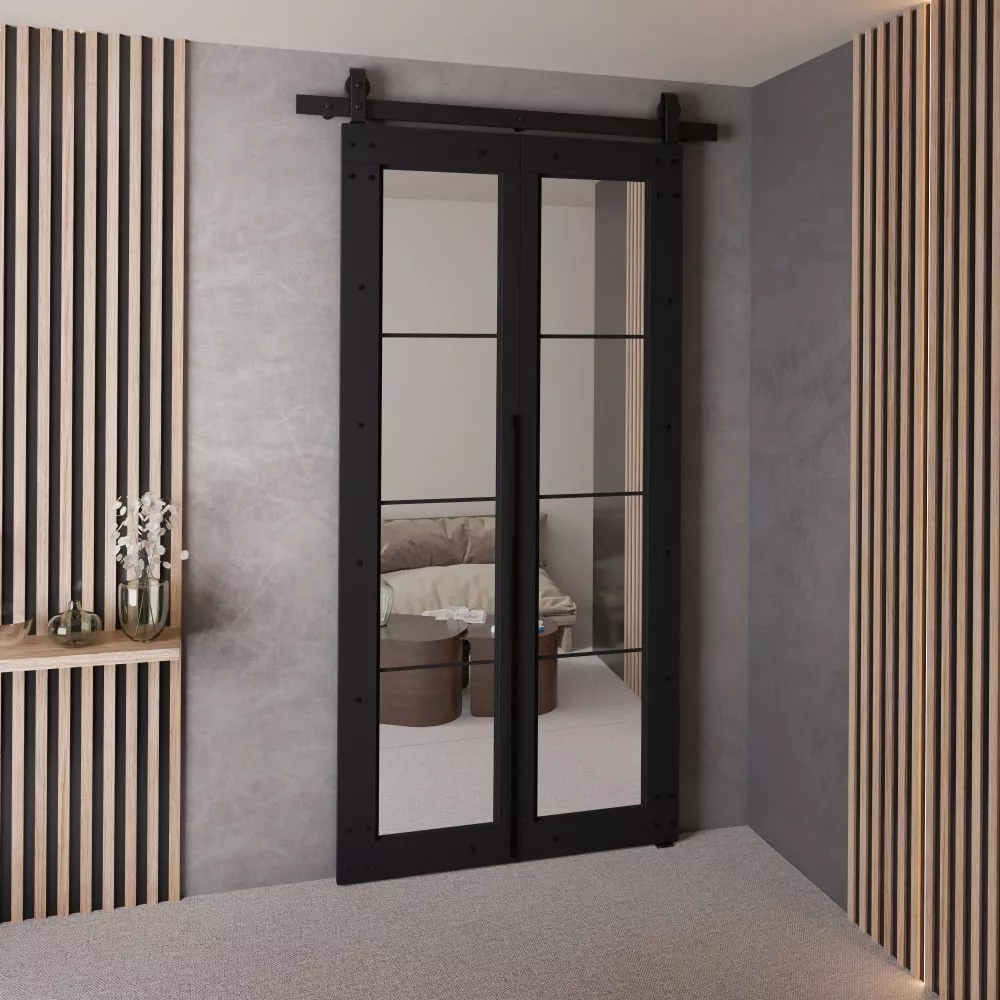Bīdāmās durvis Qudio Loft-6 · Melna · 86 × 205 cm