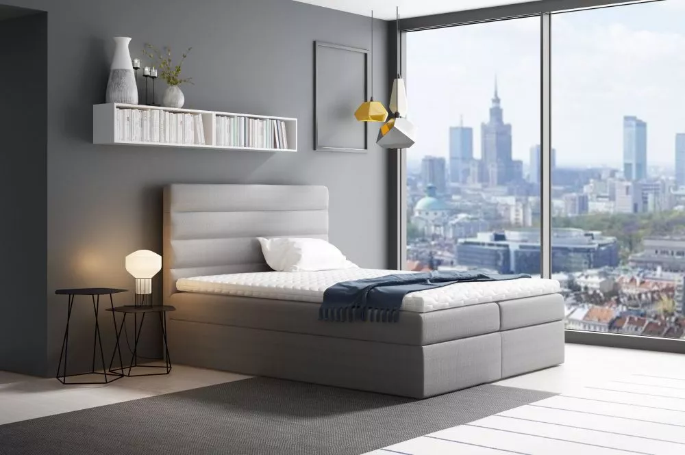 Gulta Velar Boxspring Premium Standard Guļamvietas platums: 140 cm, Guļamvietas garums: 200 cm, · Gaiši pelēks · 144 × 2