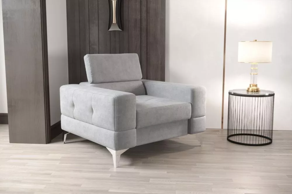 Mīksts krēsls Toscania 1S standard Sēdvietas dziļums: 56 cm, · Gaiši pelēks · 115 × 97 × 78 cm