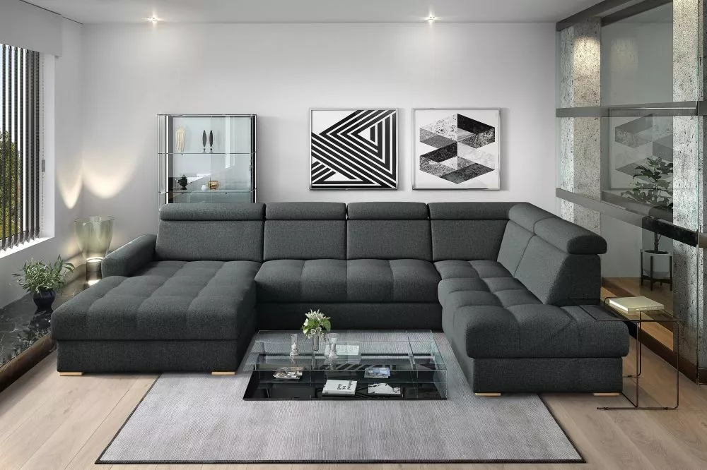 Dīvāns Riva U Standard · Melns · 210 × 374 × 91 cm